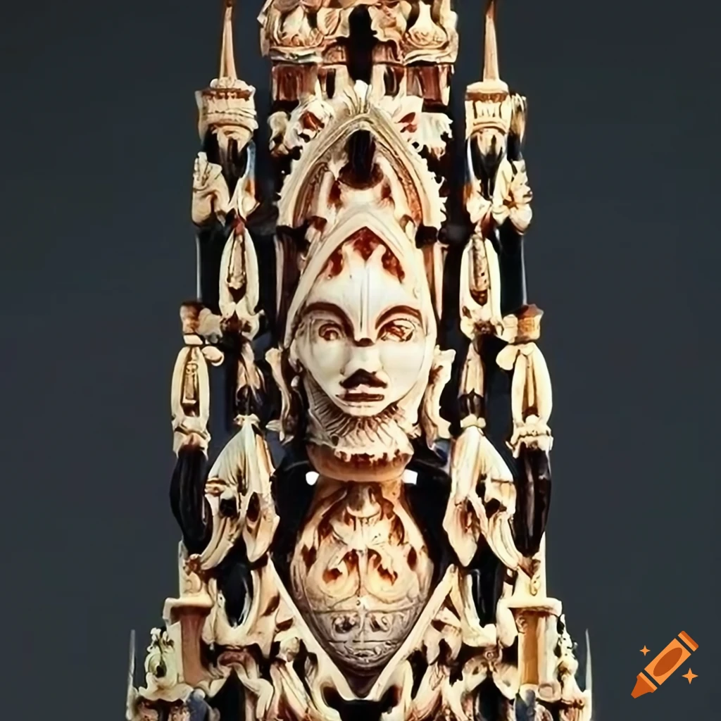 Detailed carving artwork in ebony and ivory