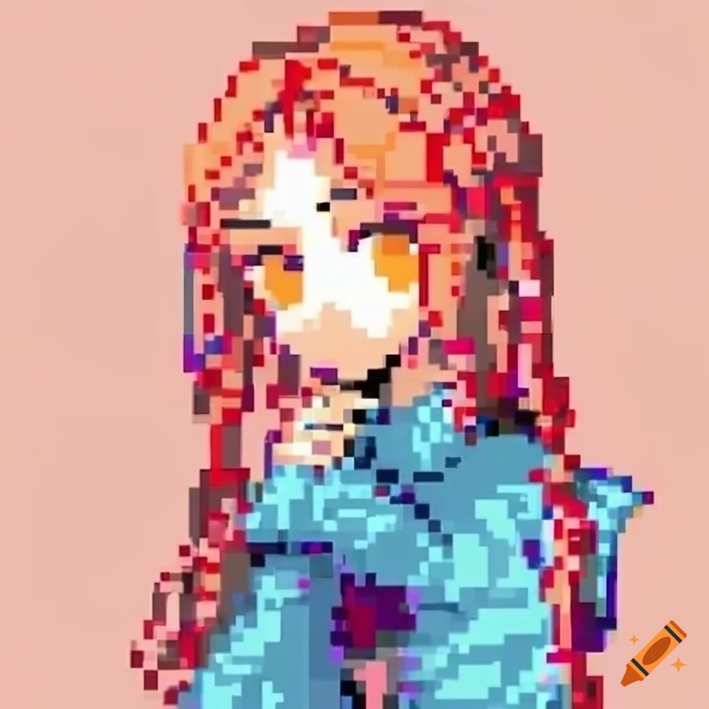 Pixel art of signal anime girl on Craiyon