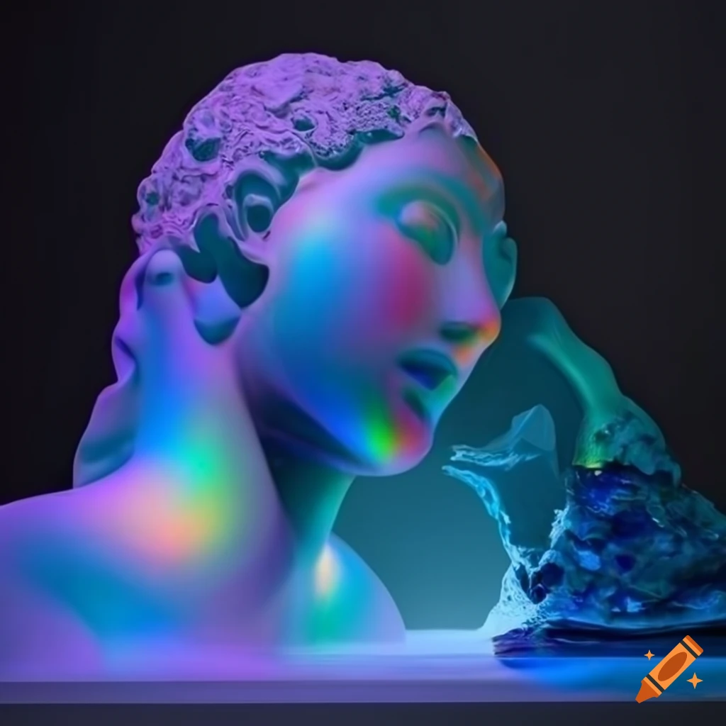 sculpture with opalescent marble figures