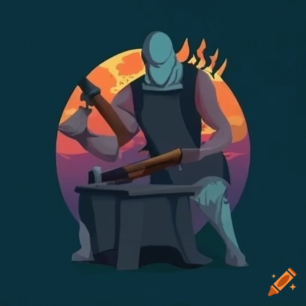 image of a skilled blacksmith forging a powerful weapon