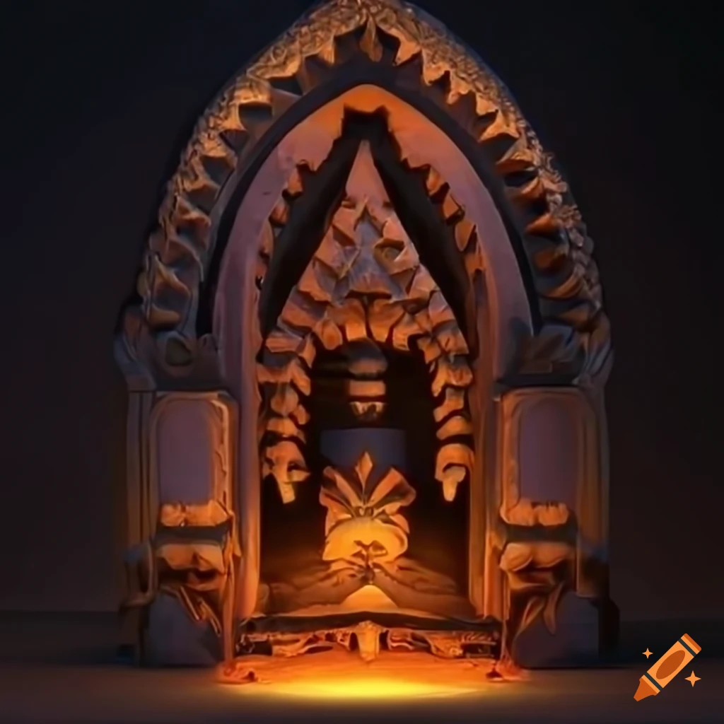 detailed architectural stave carving in Gerudo Valley style