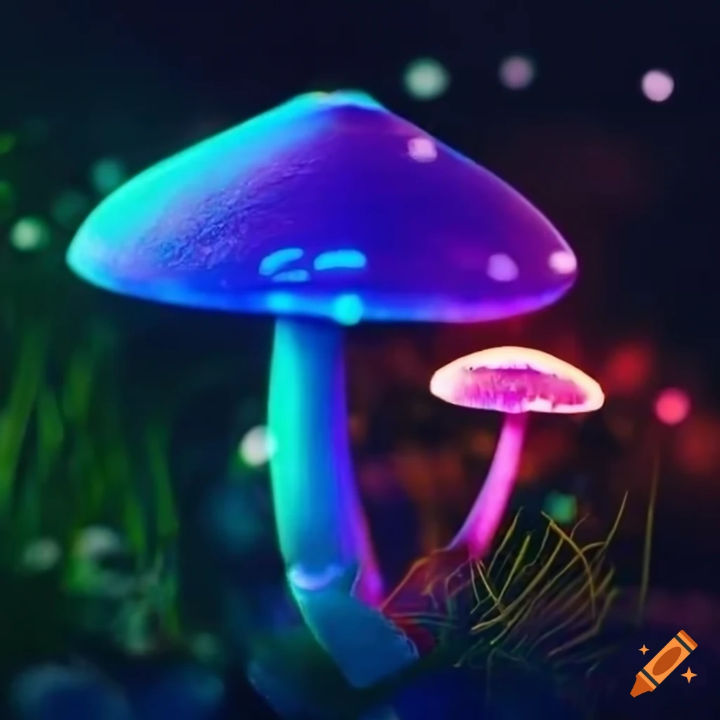 bokeh photography of glowing mushrooms