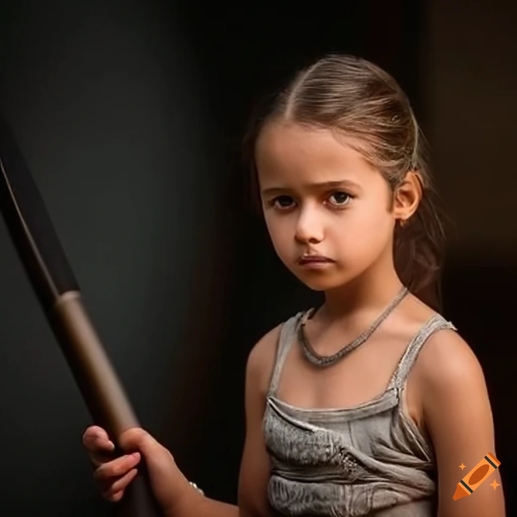 side view of a young gladiator girl
