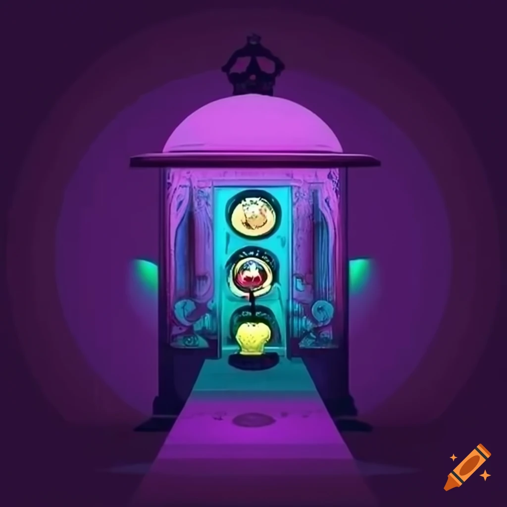 haunting vitrine in a video game style