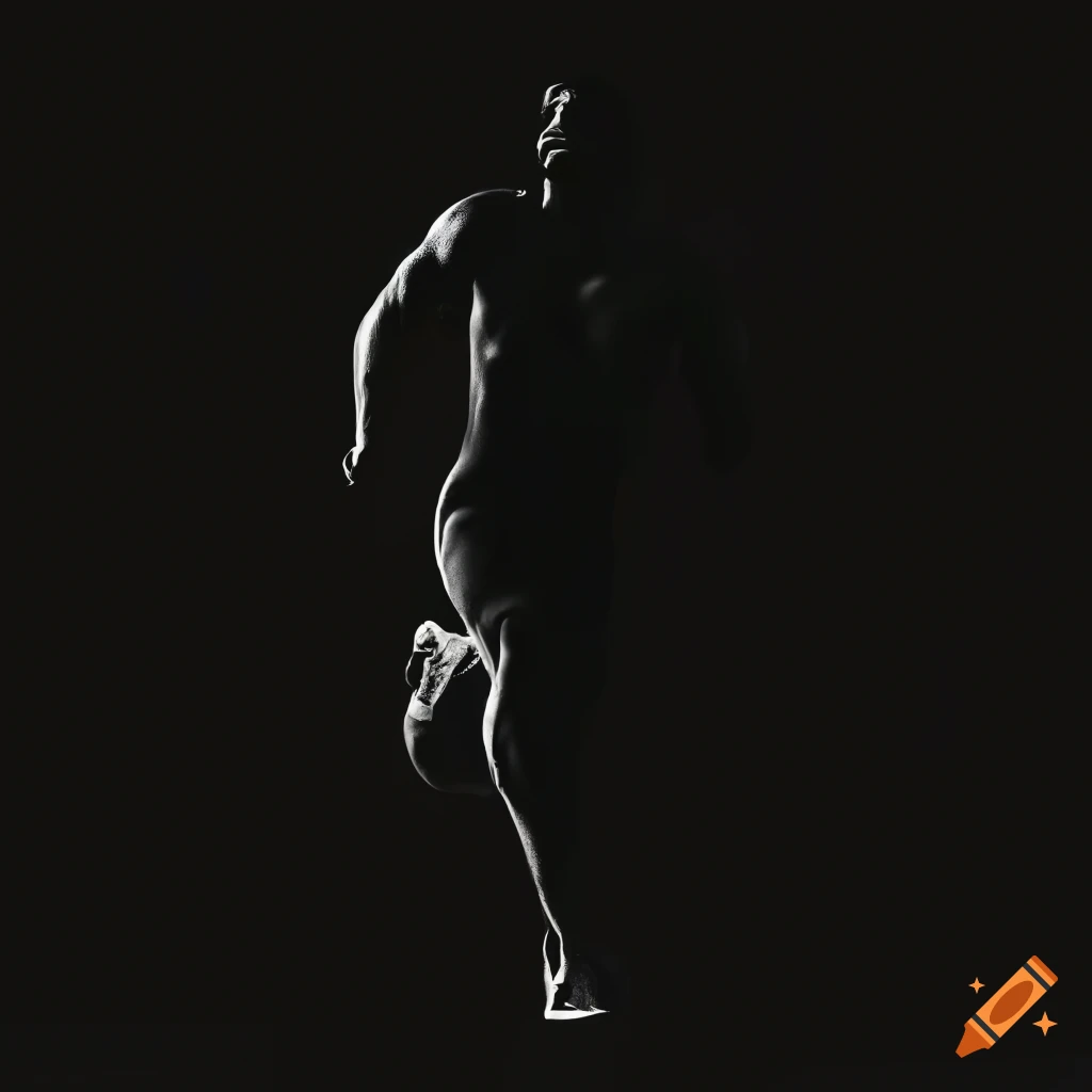 silhouette of a male sprinter on a track and field poster