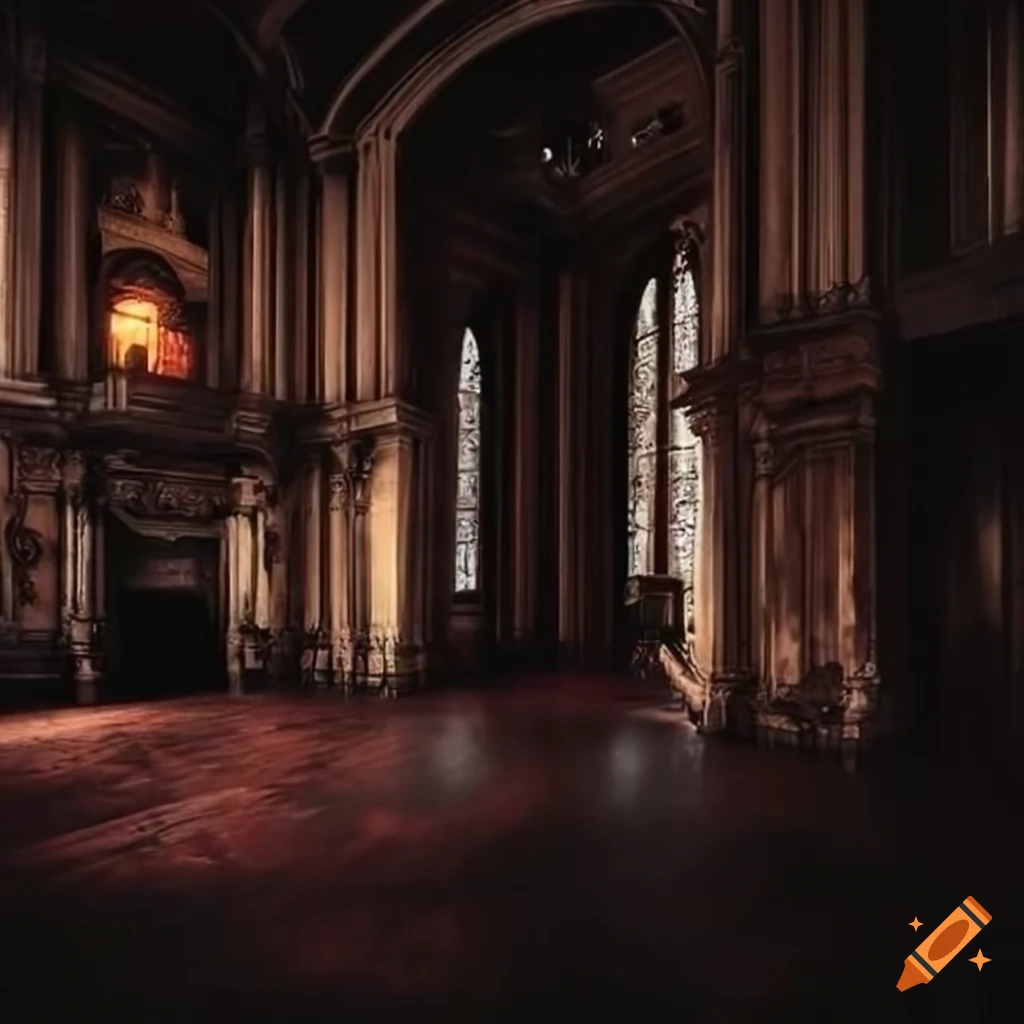 interior of a dark mansion