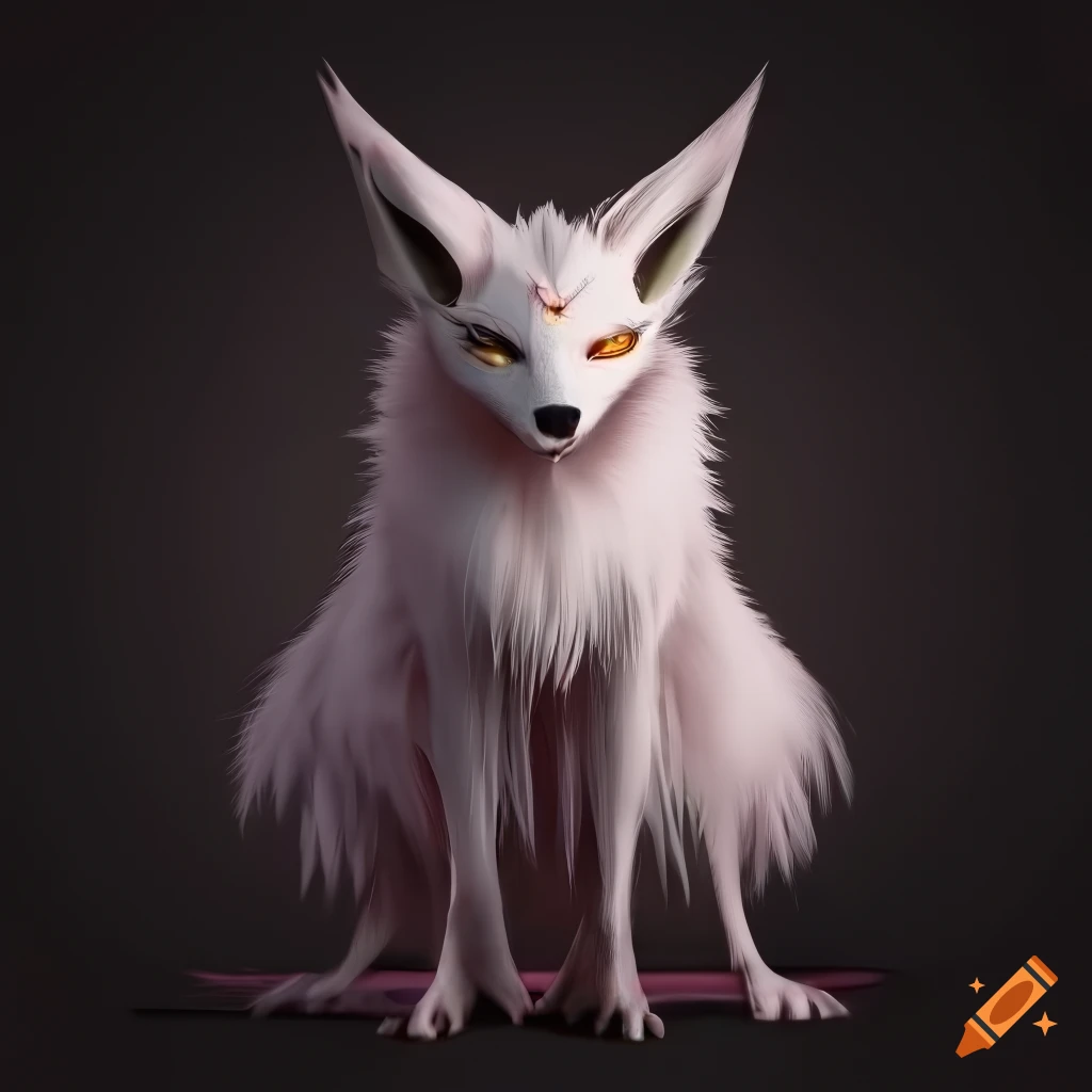 Ultra realistic render of a nine tailed kitsune