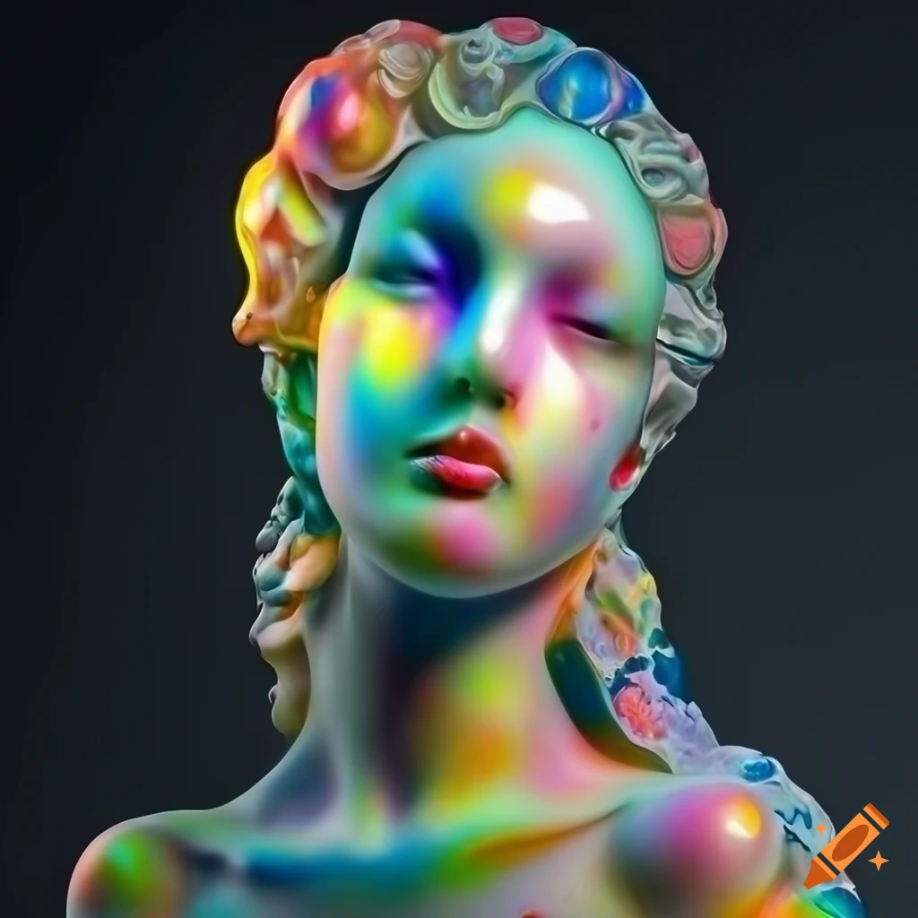 Photo-realistic marble sculpture with vibrant colors on Craiyon