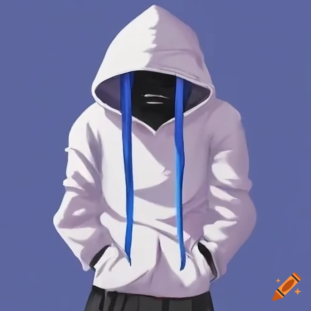 White hoodie with blue stripe on Craiyon