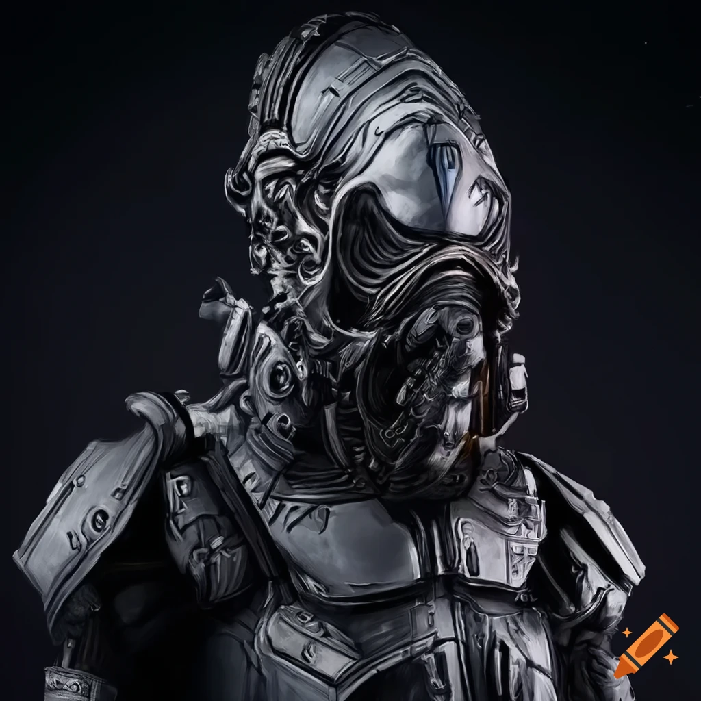 Sci-fi humanoid creature with bio mechanical armor on Craiyon