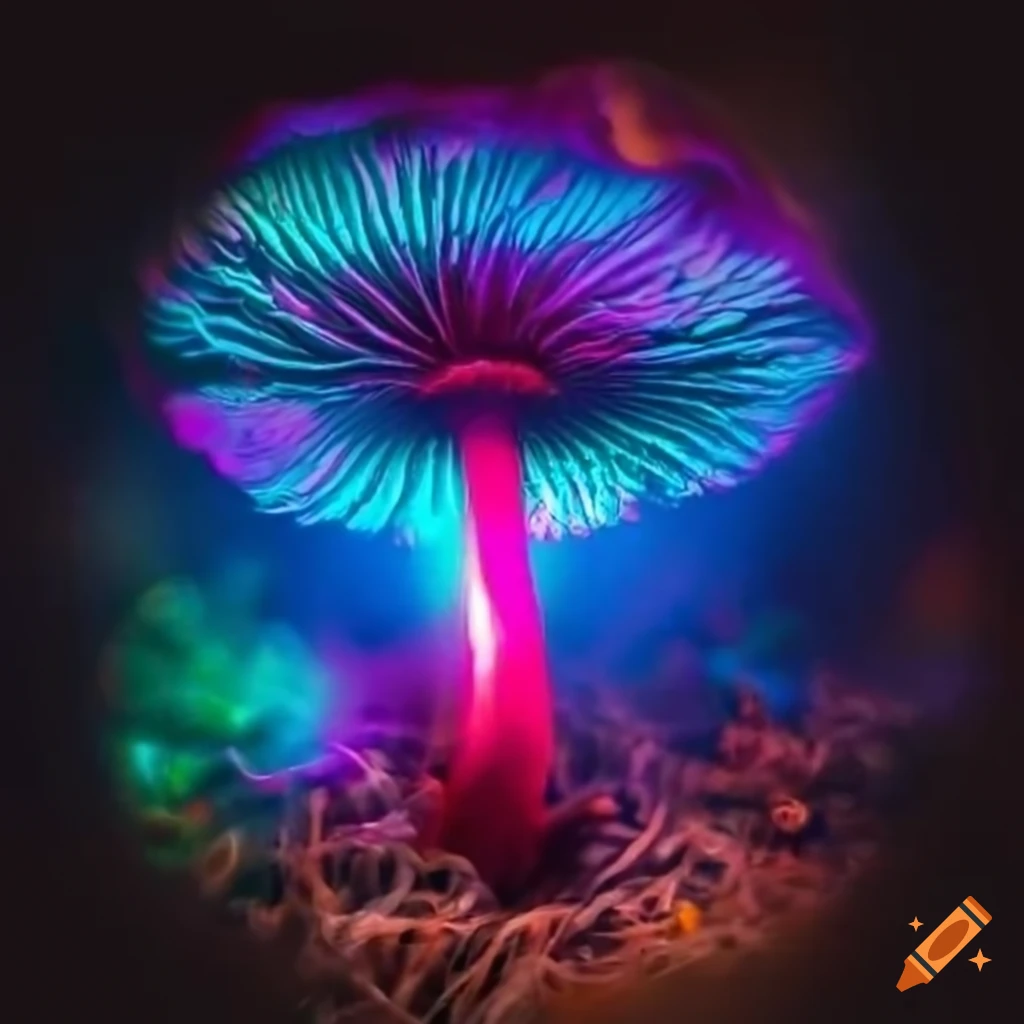 Mushroom With Colorful Aura On Craiyon