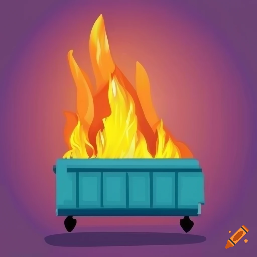 Vector illustration of a dumpster fire