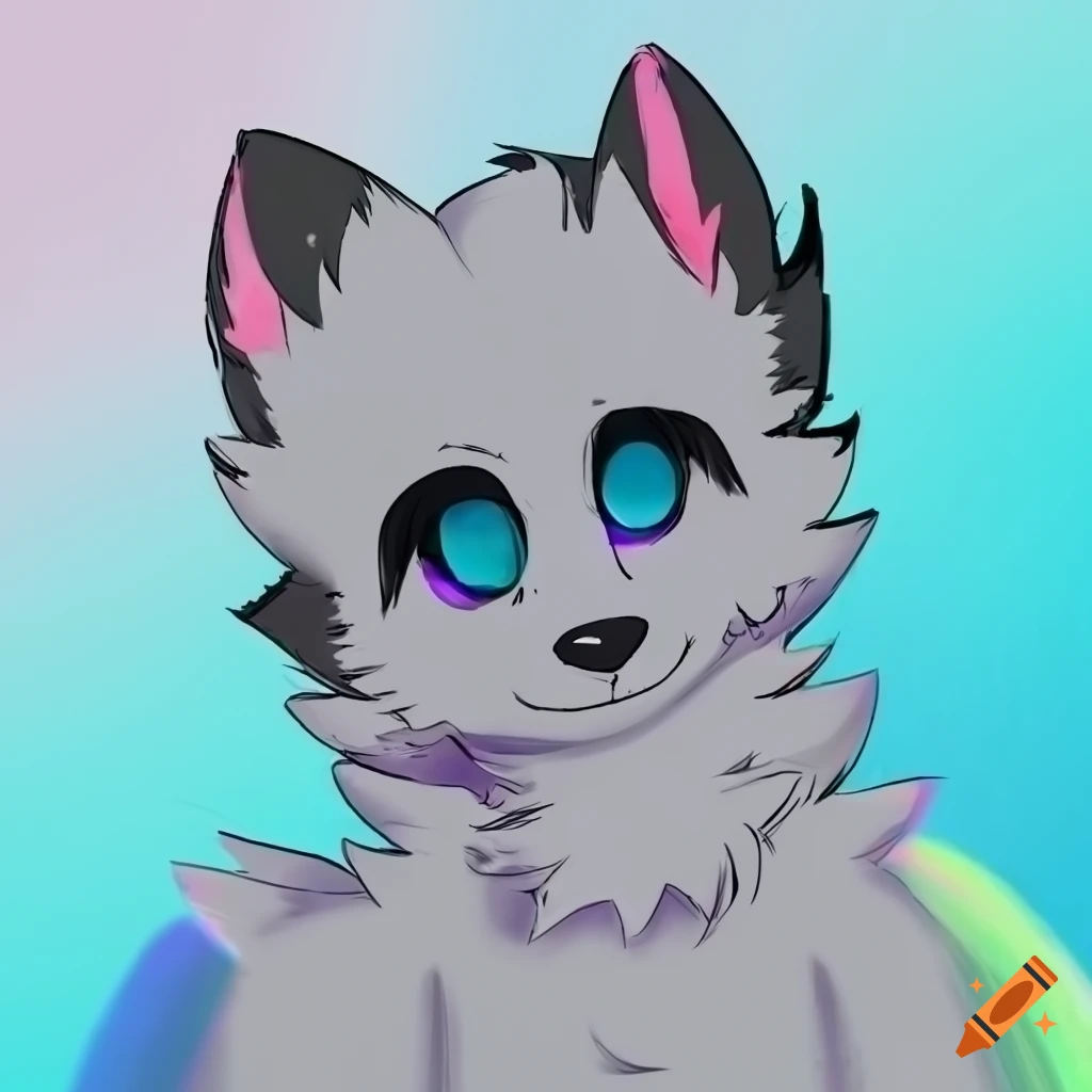 Anthropomorphic character with rainbow fur
