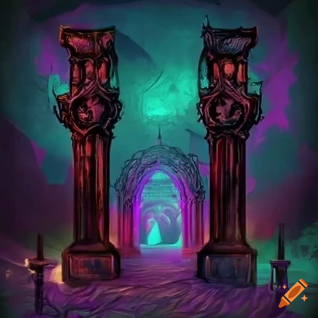 Dark gothic pillar artwork on Craiyon