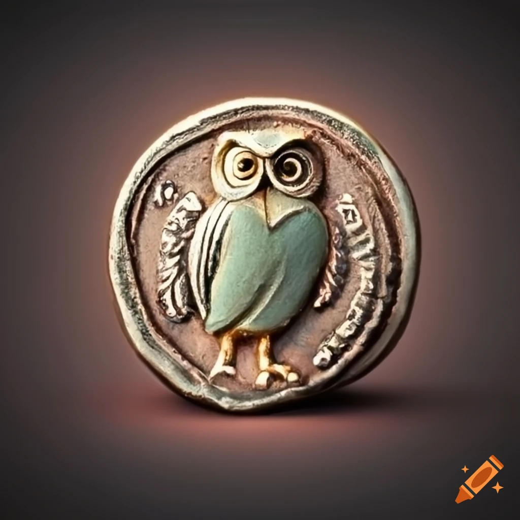 ancient coin with owl symbol