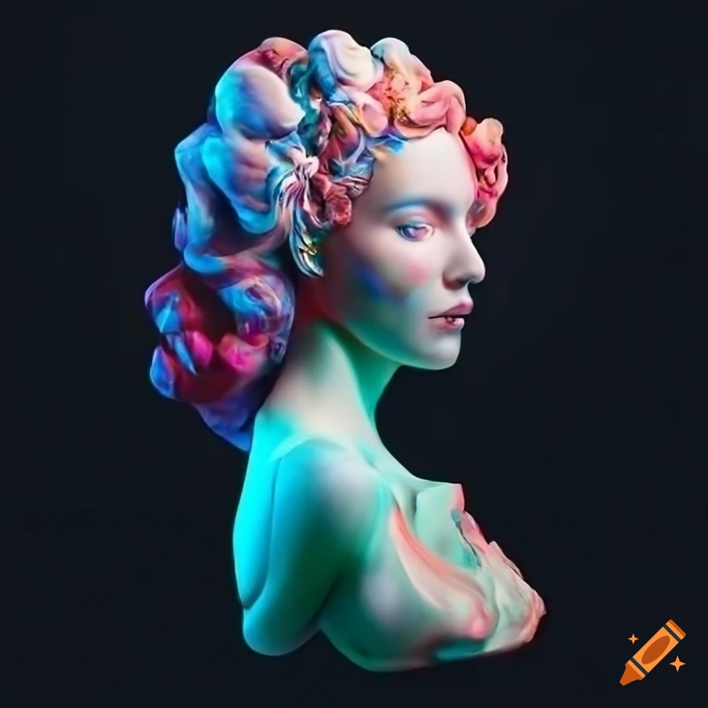 marble sculpture with intricate details and vibrant colors