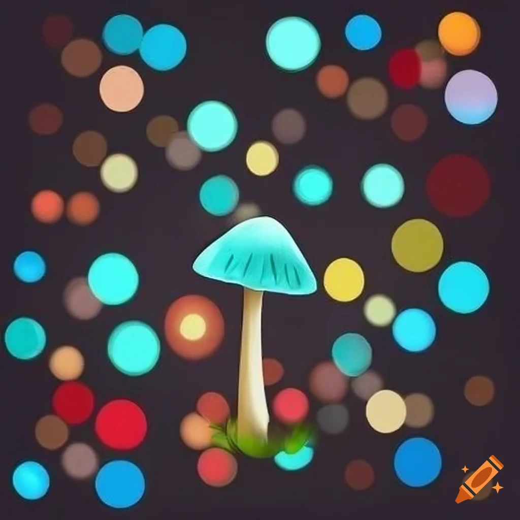 close-up of bokeh in the shape of little mushrooms