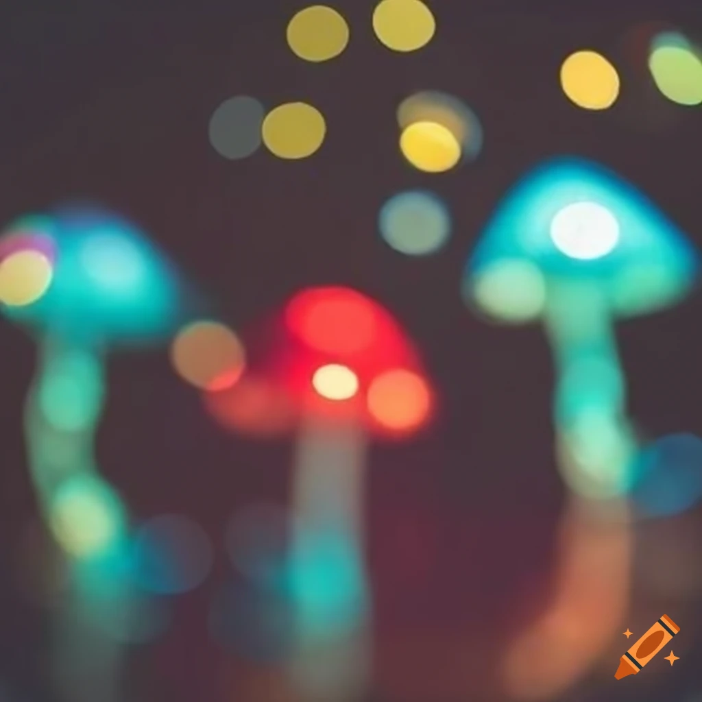 mushroom-shaped bokeh lights