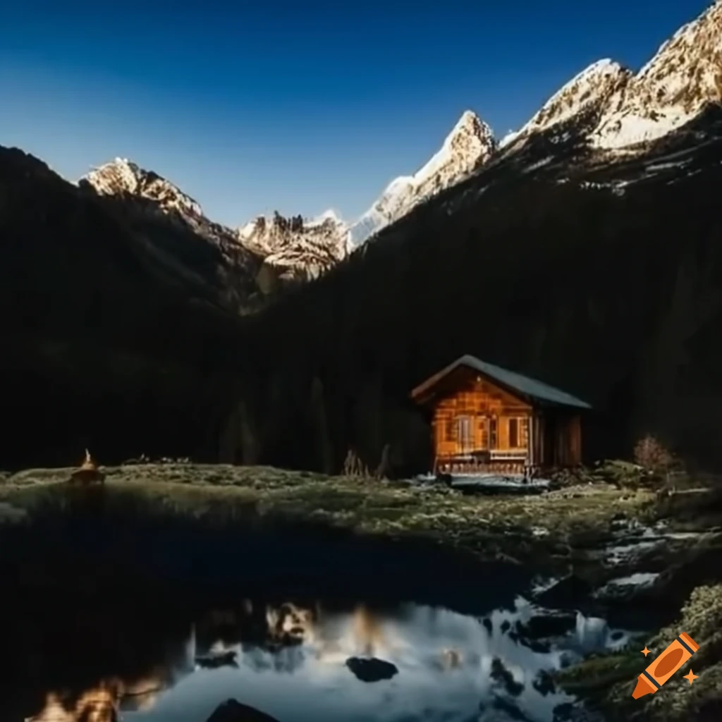 imagen de una cabaña turística con paisaje montañoso