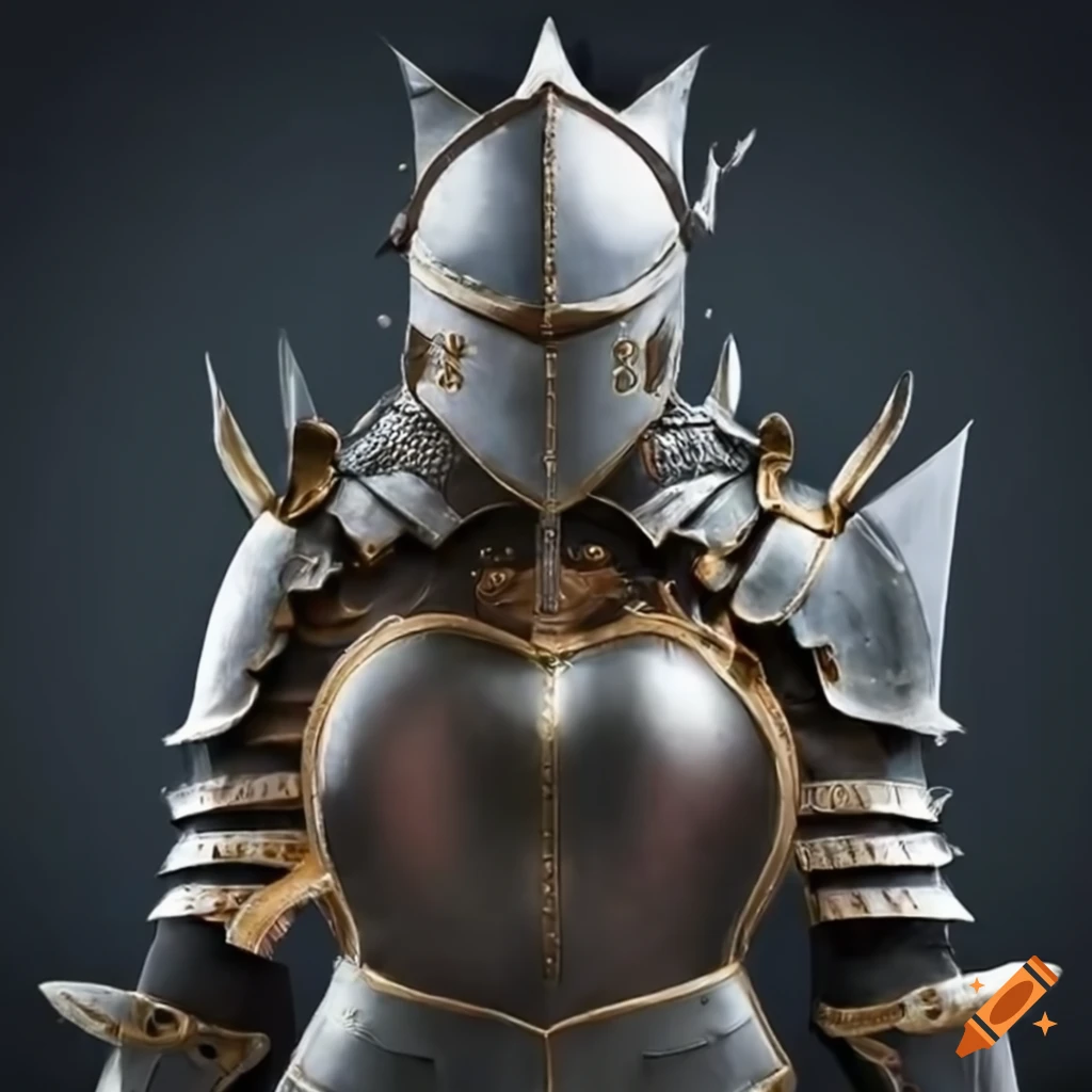 image of a fierce female knight with a cat-themed helmet
