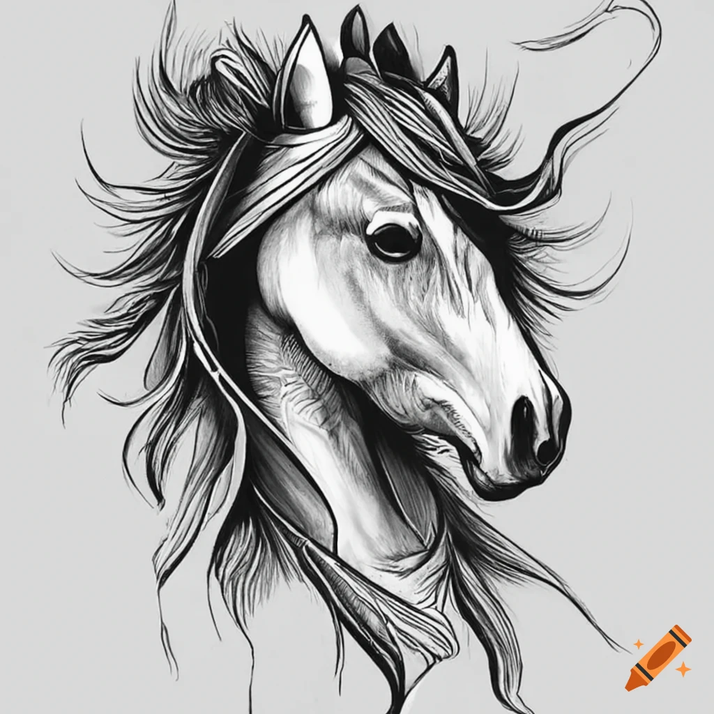 Geometrical horse head tattoo - Tattoogrid.net