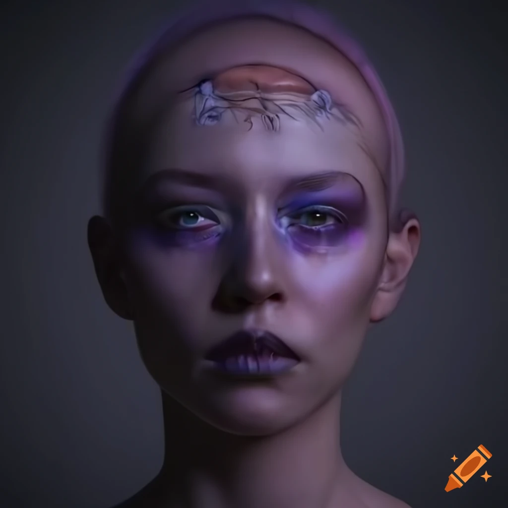 ultra HD portrait with surreal humanoid details