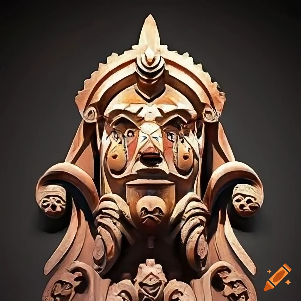 detailed Gerudo architectural stave carving artwork