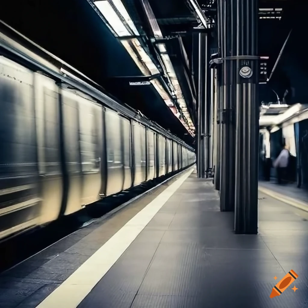 modern subway station platform with commuters