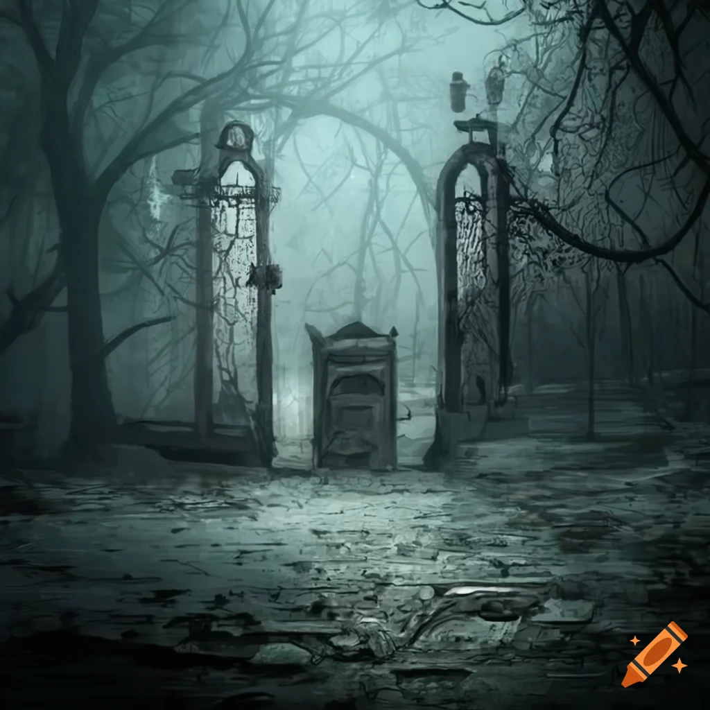 photo of an eerie old gate with a warning sign