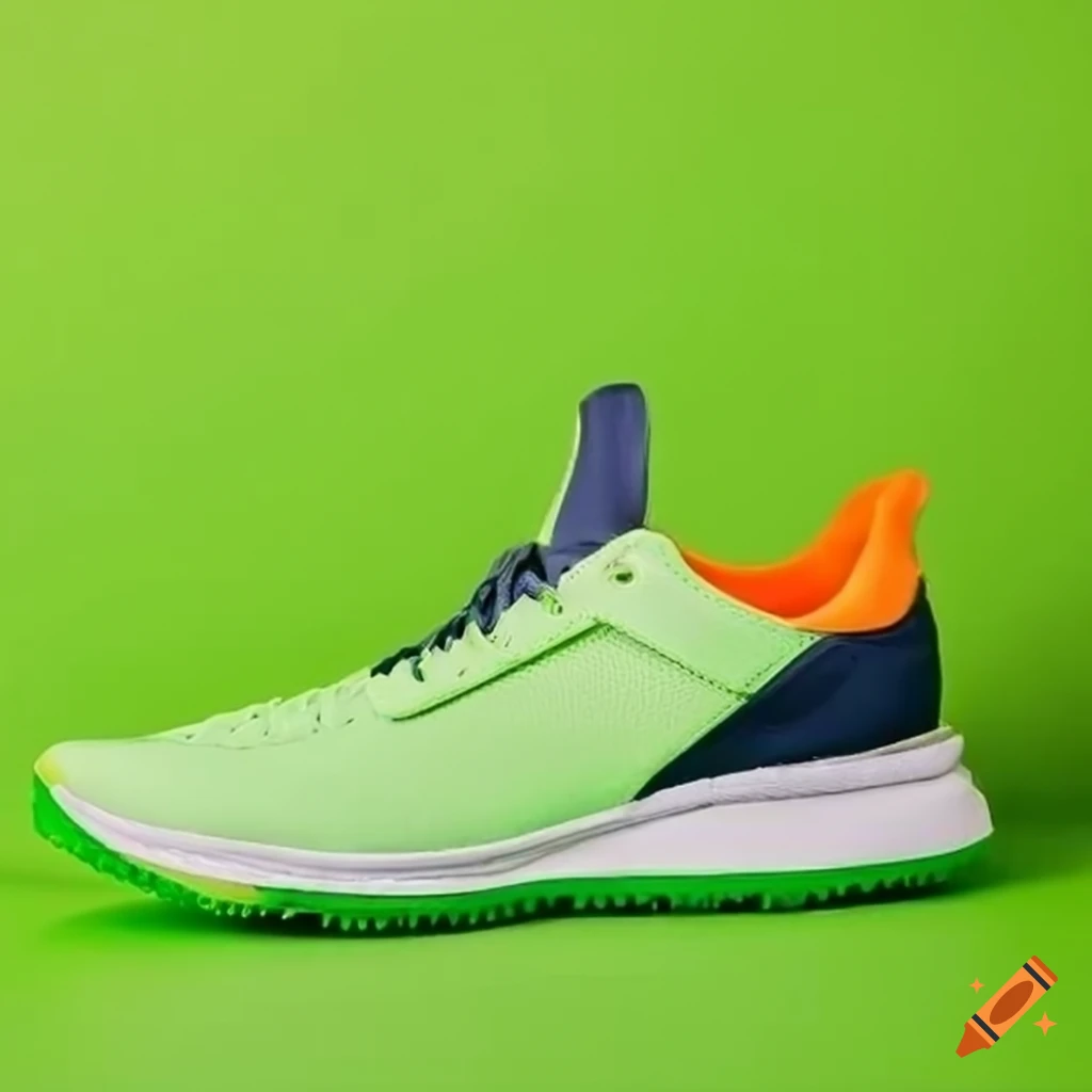 Sports shoe on lime green background on Craiyon