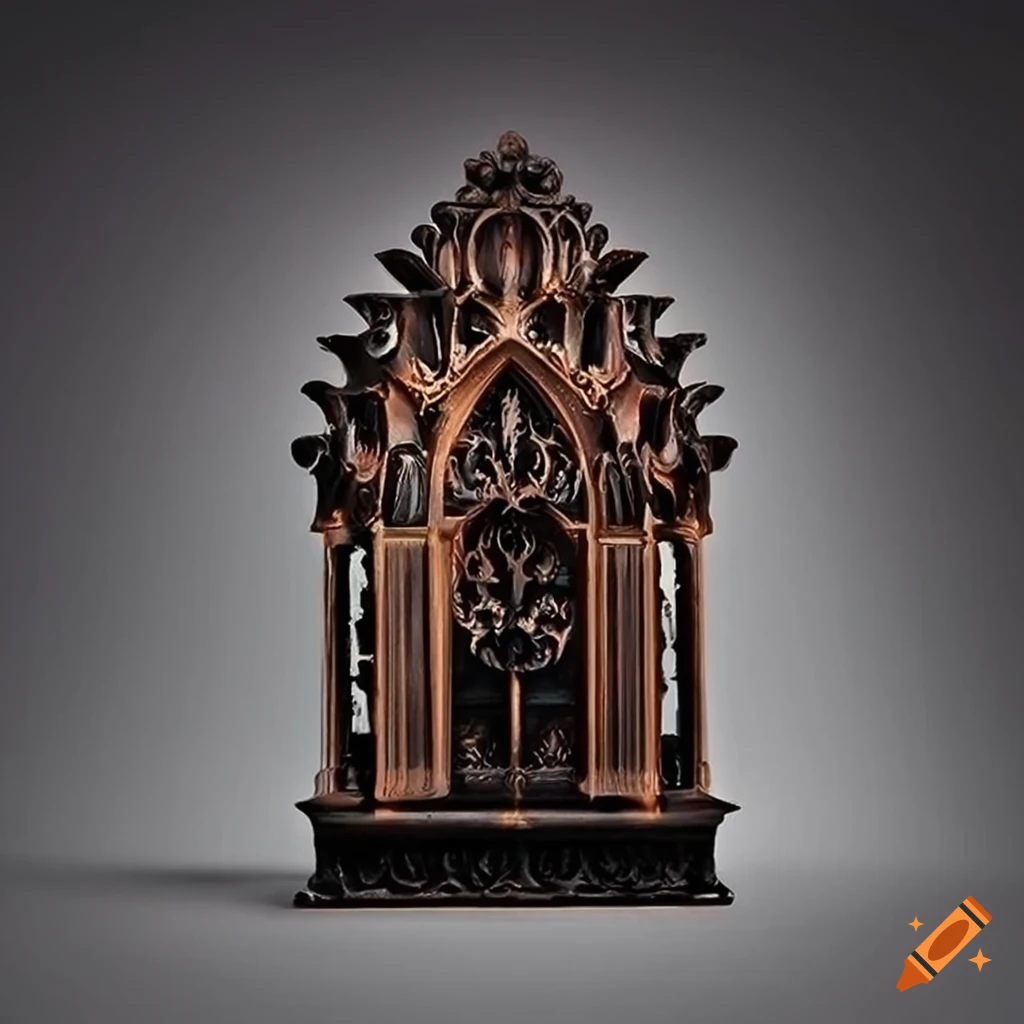 Detailed architectural wood carving in ivory and ebony on Craiyon