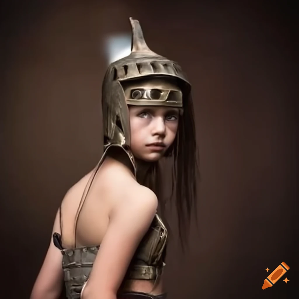 back view of a young female gladiator