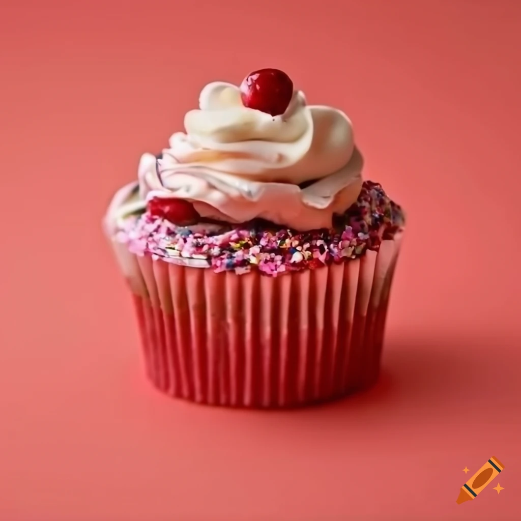 delicious cupcake with strawberry and whipped cream