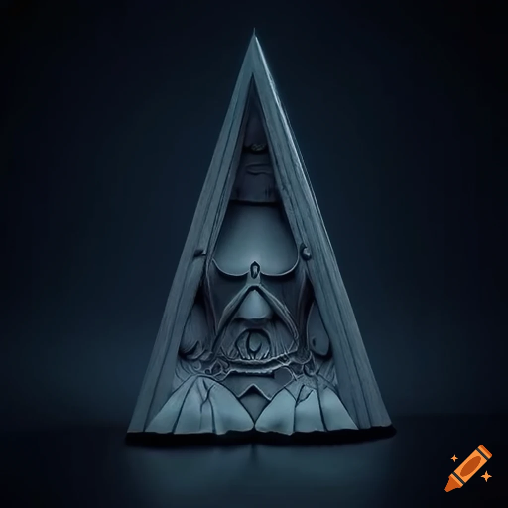 minimalistic carving of triforce symbol