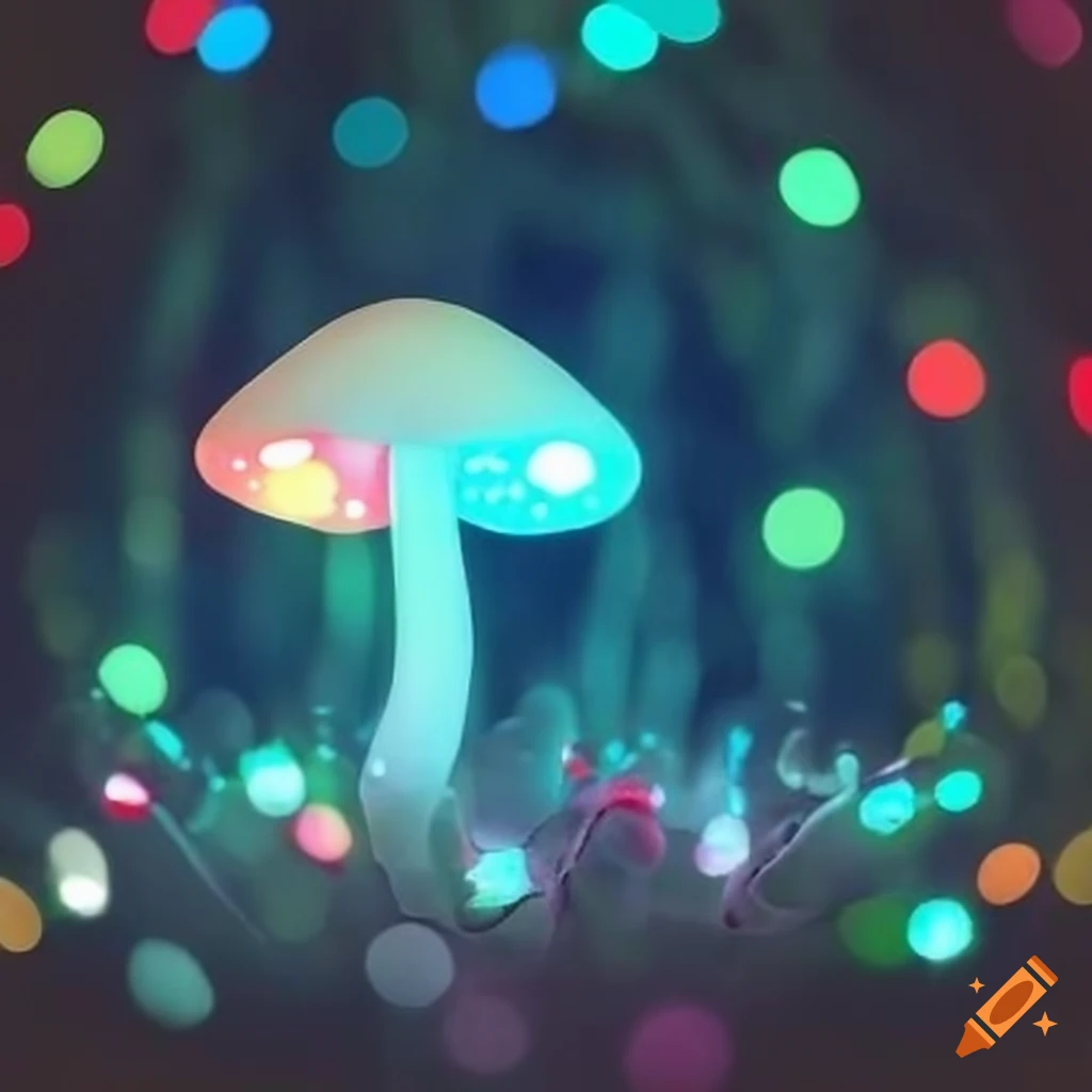bokeh lights shaped like mushrooms