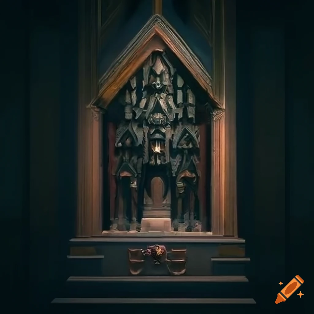 Zelda game artwork with architectural style carving motif