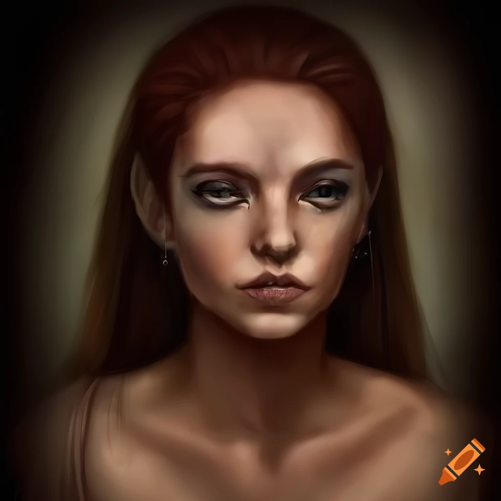 Drawing Of A Woman With Beautiful Brown And Very Slightly Wavy Hair 