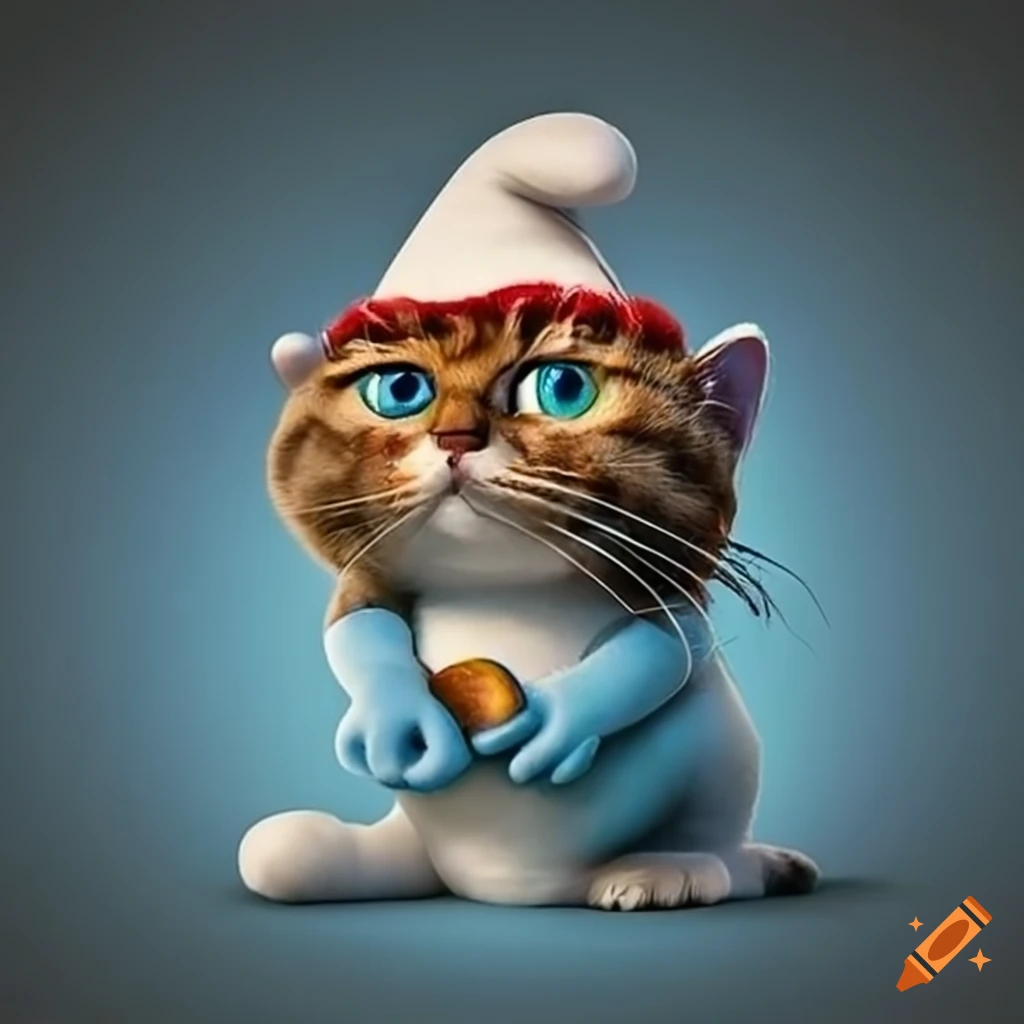 Humor: smurf cat wearing hat and sunglasses