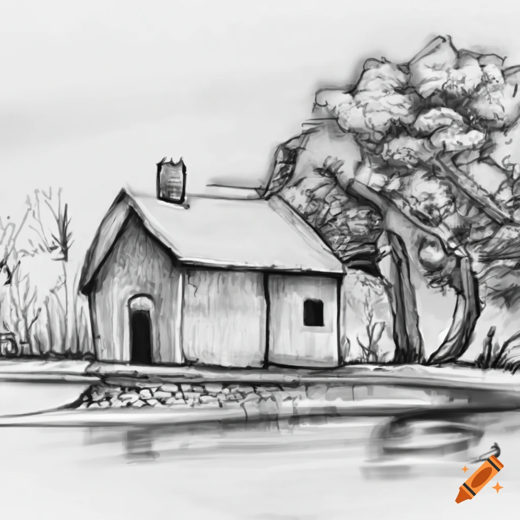 Village house. Drawing sketch vector illustration of rural home Stock  Vector Image & Art - Alamy