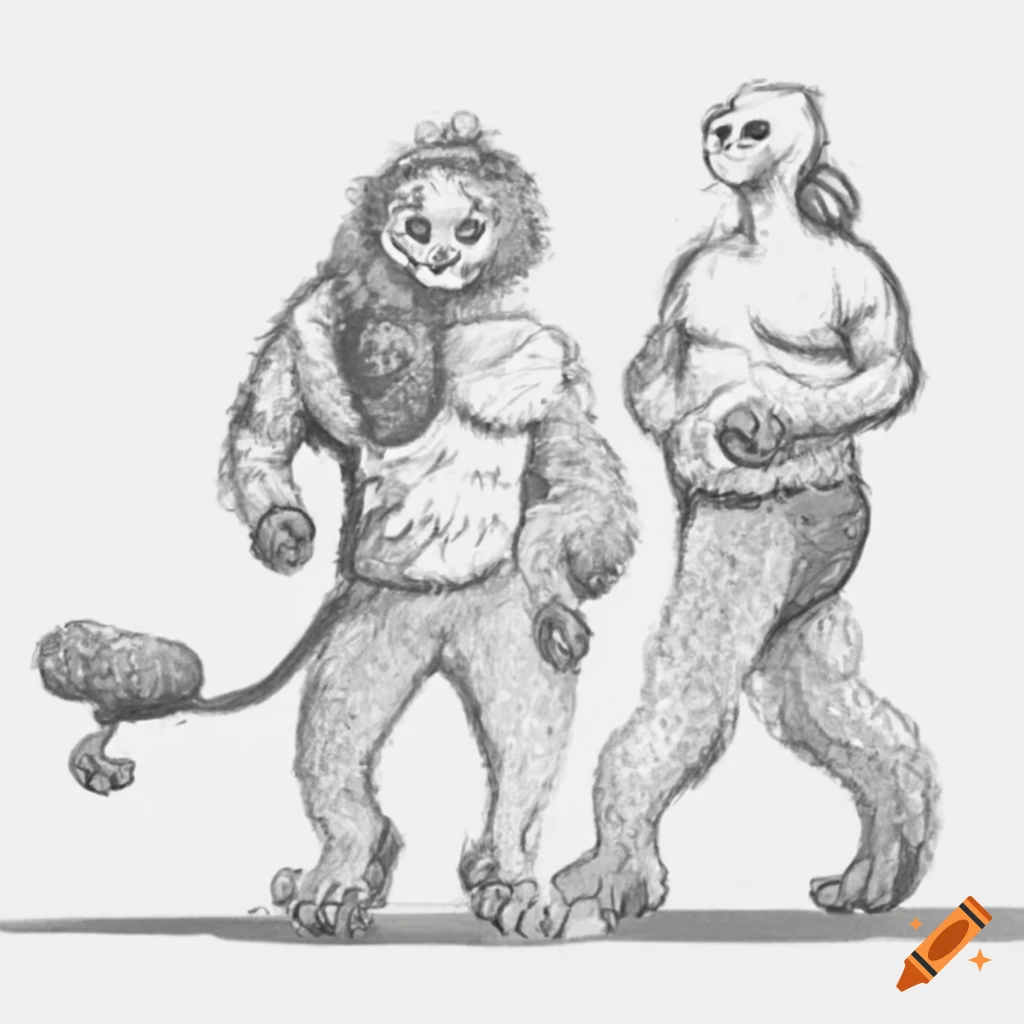 image of anthropomorphic lion getting a poodle-style grooming