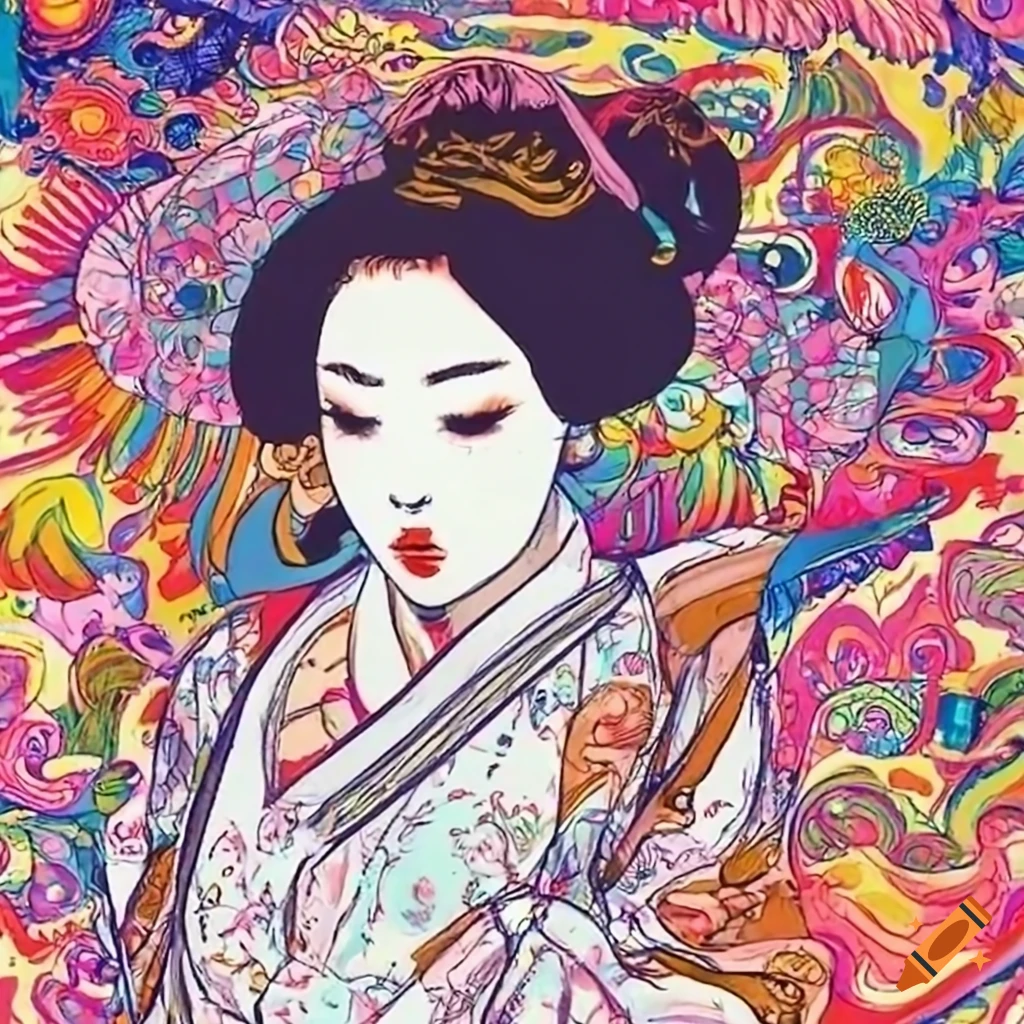 Manga sketch of a japanese woman in white