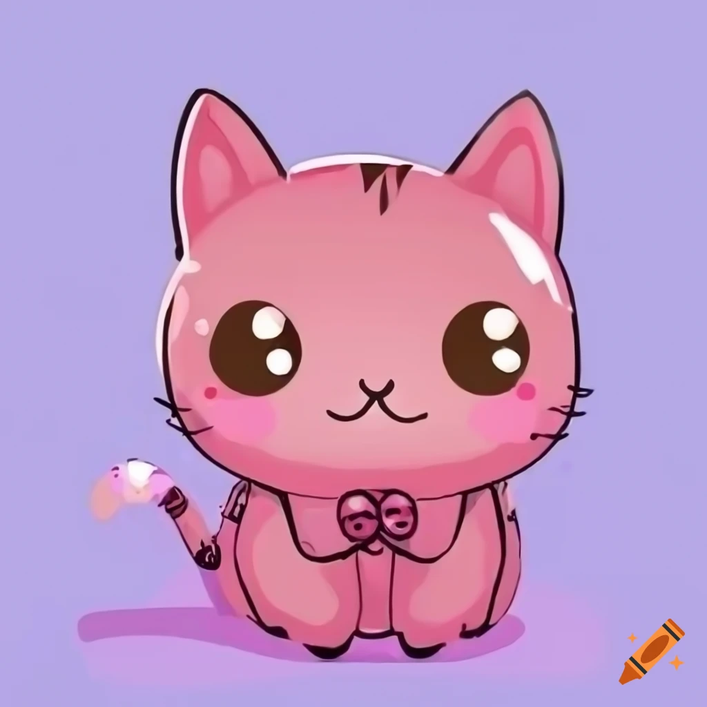 Kawaii pink cat illustration on Craiyon