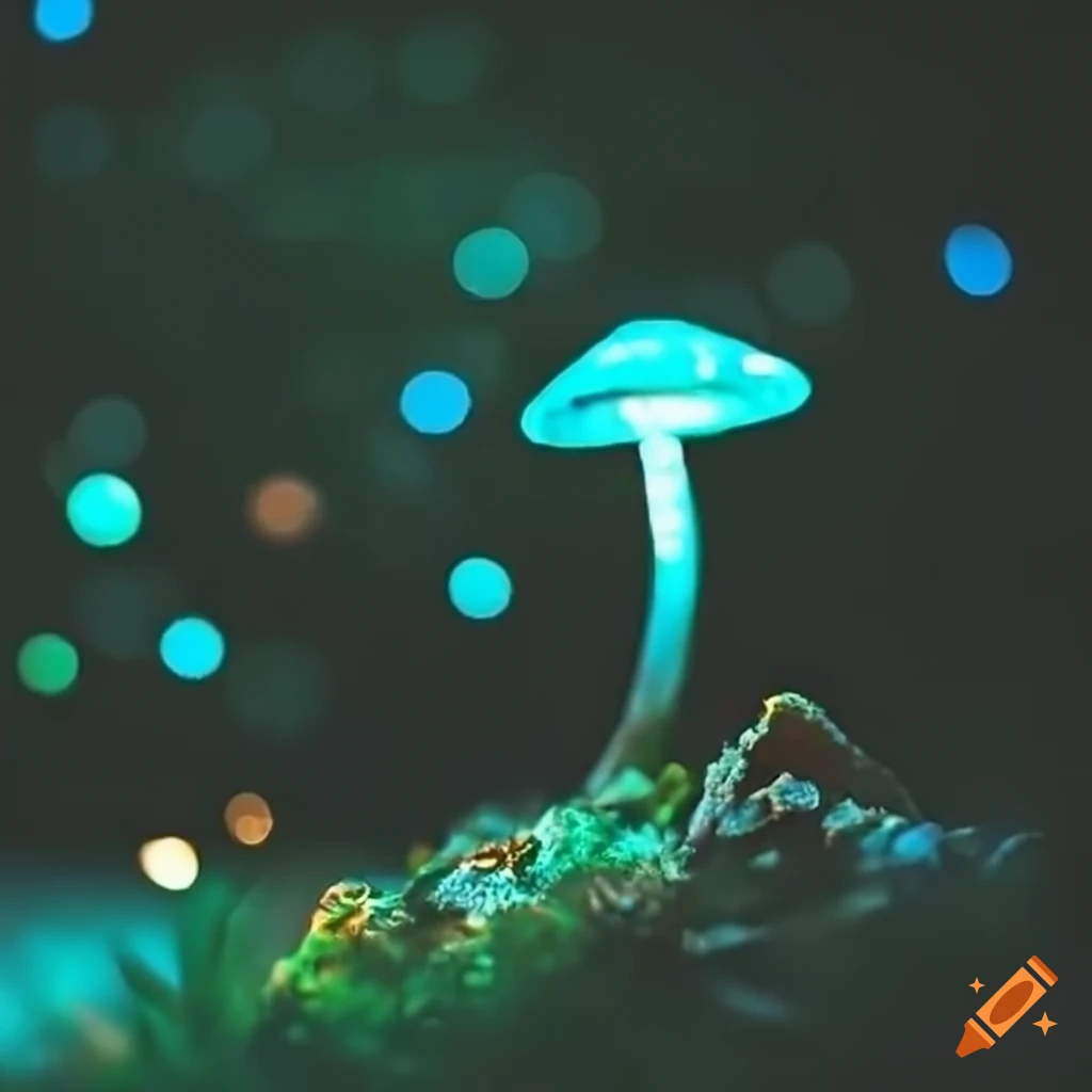 bokeh of glowing mushrooms