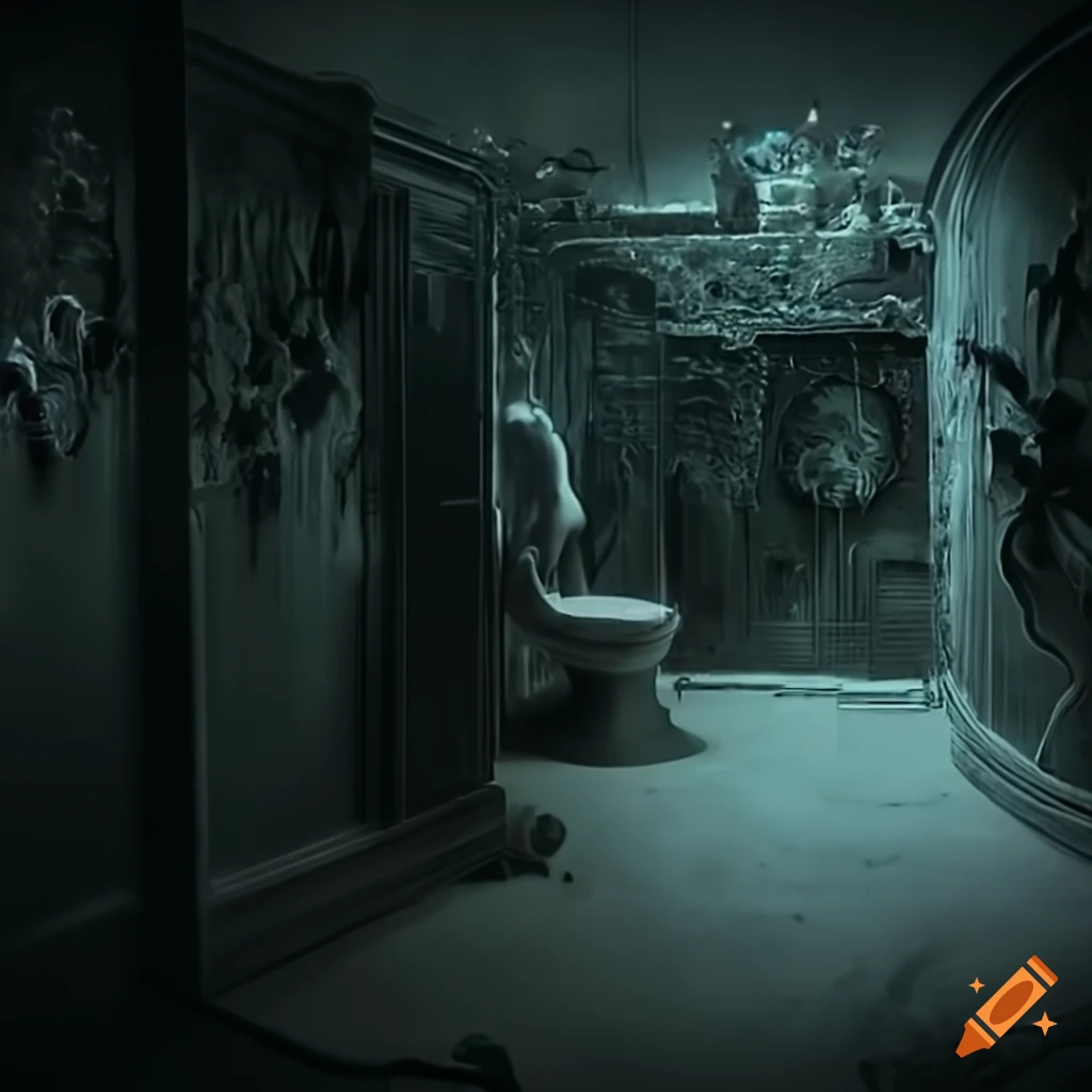 Jerry seinfeld's head in a dilapidated institutional bathroom in a