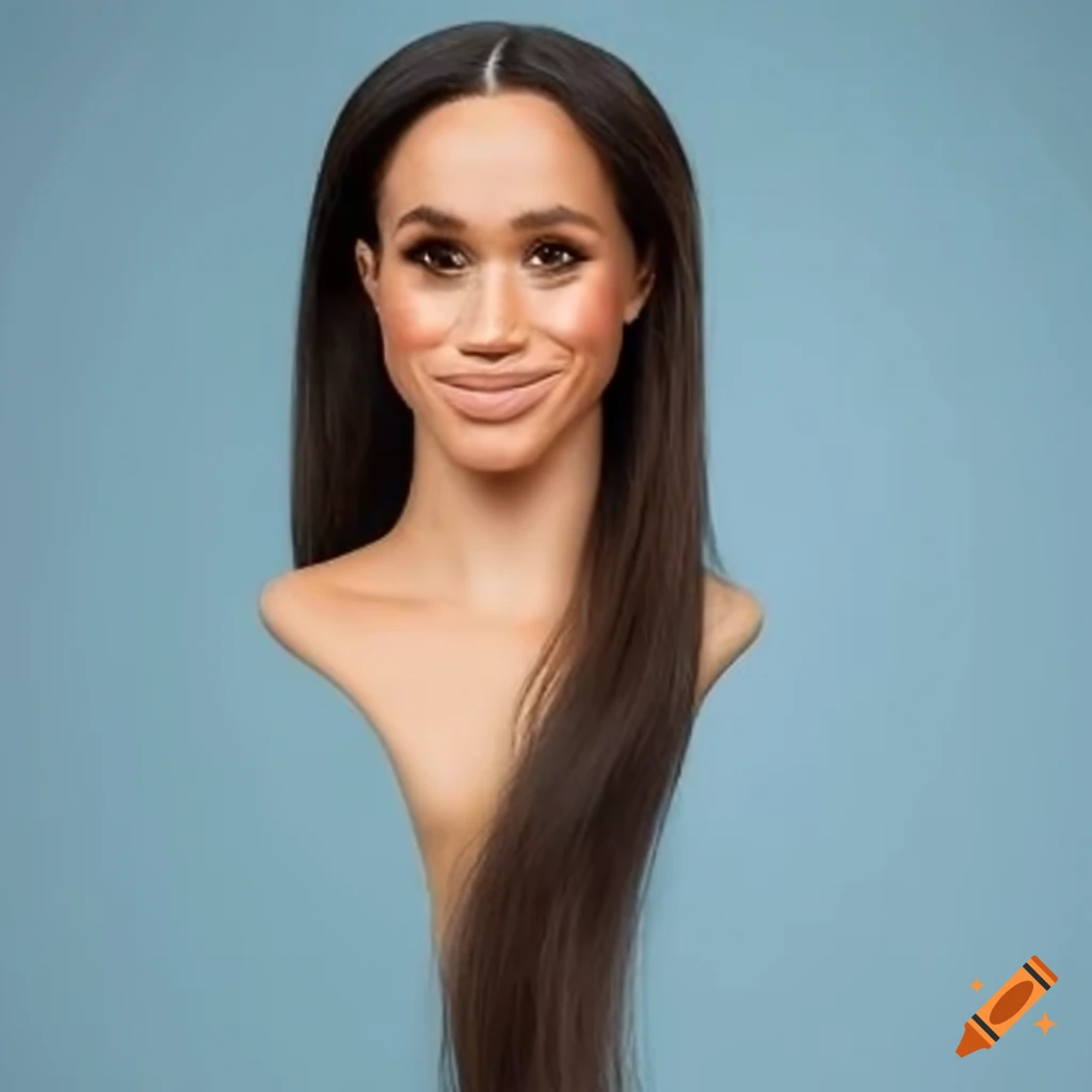 lifelike Meghan Markle styling head with long hair