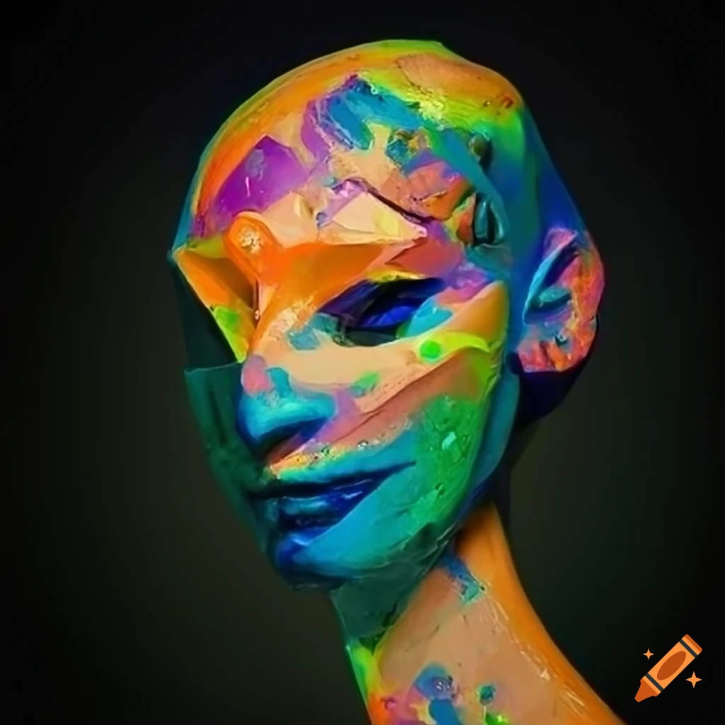 Ultra hd sculpture made of colored recycled paper on Craiyon