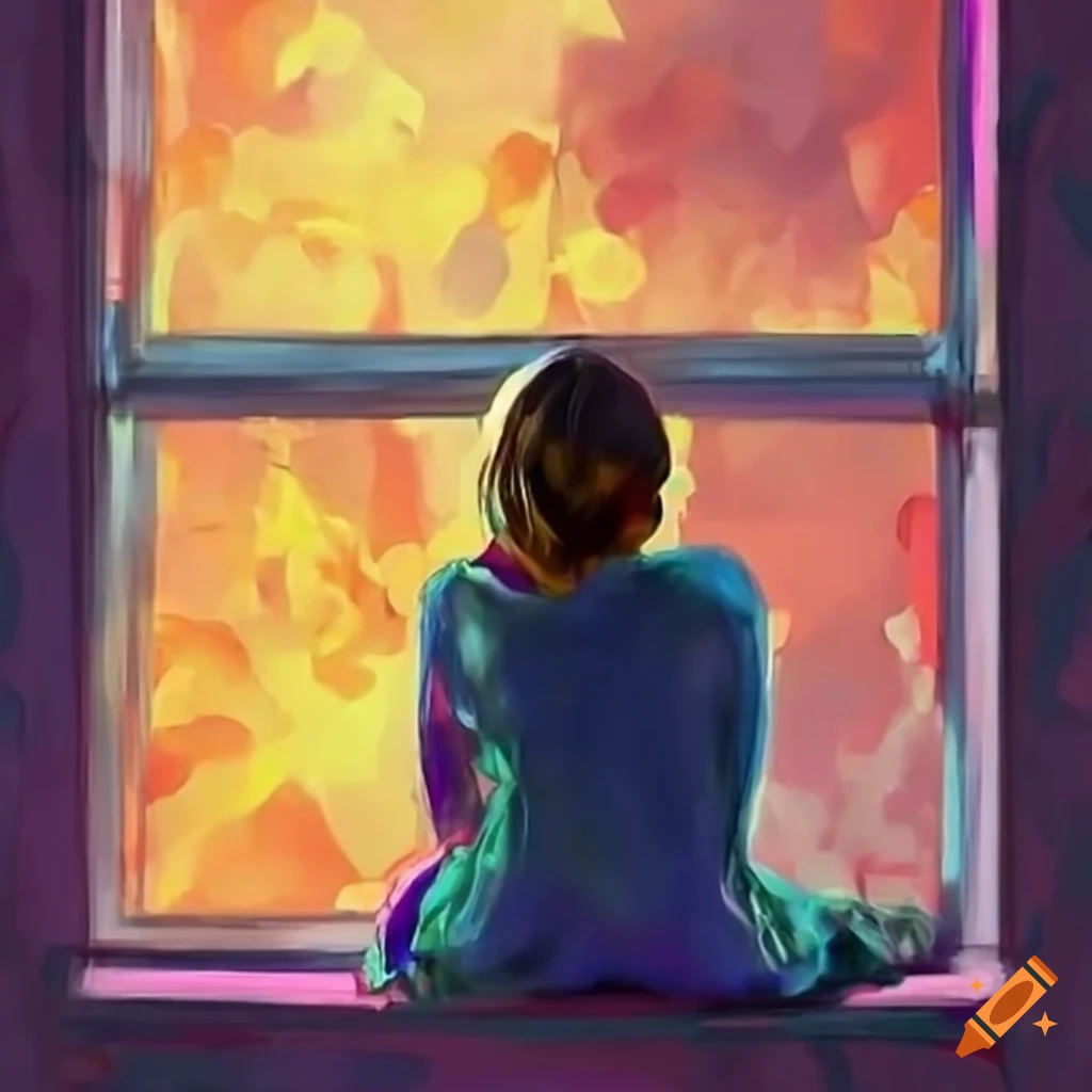 Man sitting by sunny window on Craiyon