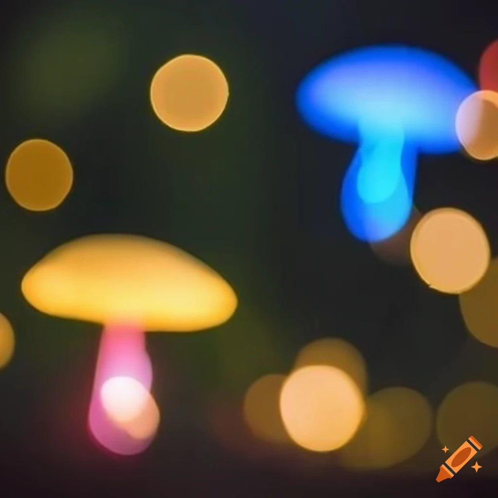 bokeh lights in the shape of mushrooms
