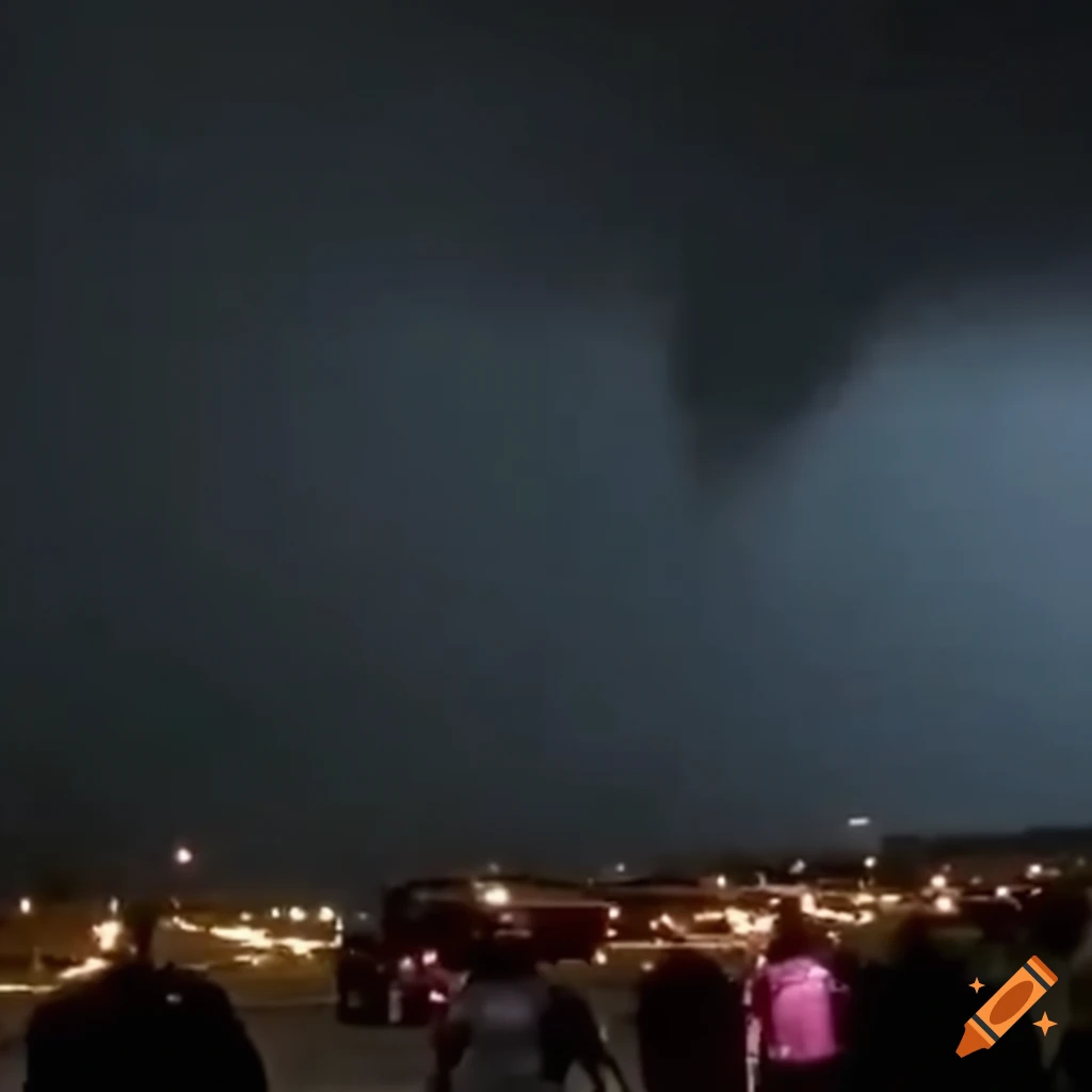 View of a dark violent tornado approaching houston texas on Craiyon