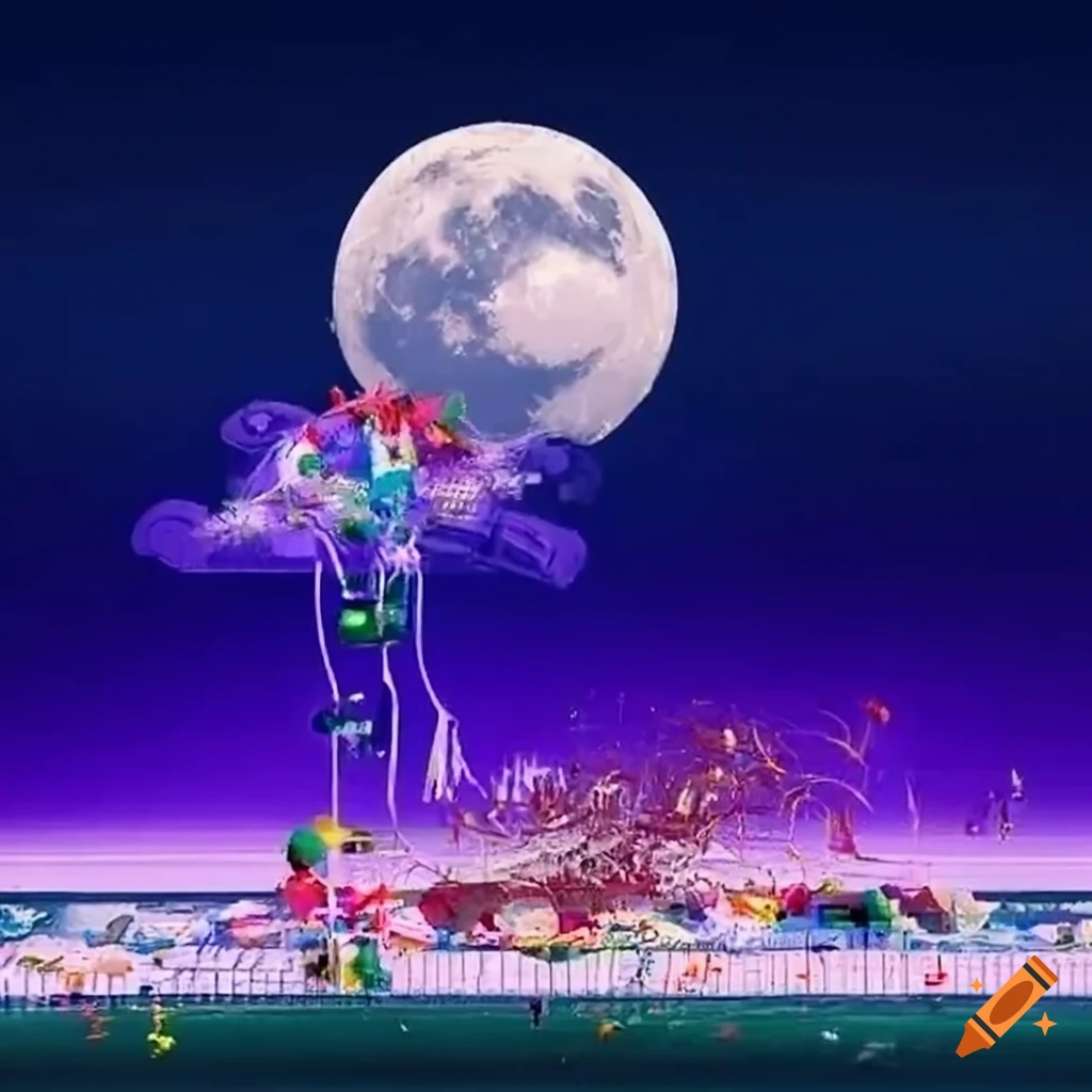 vibrant game show set in a desert with neon lights
